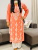 Zareen Premium Modal Chikankari Solid Women's Long Kurta - Peach