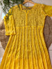 Tara Resham Chikankari Hand Embroidered Women's Yog Anarkali Kurta - Yellow