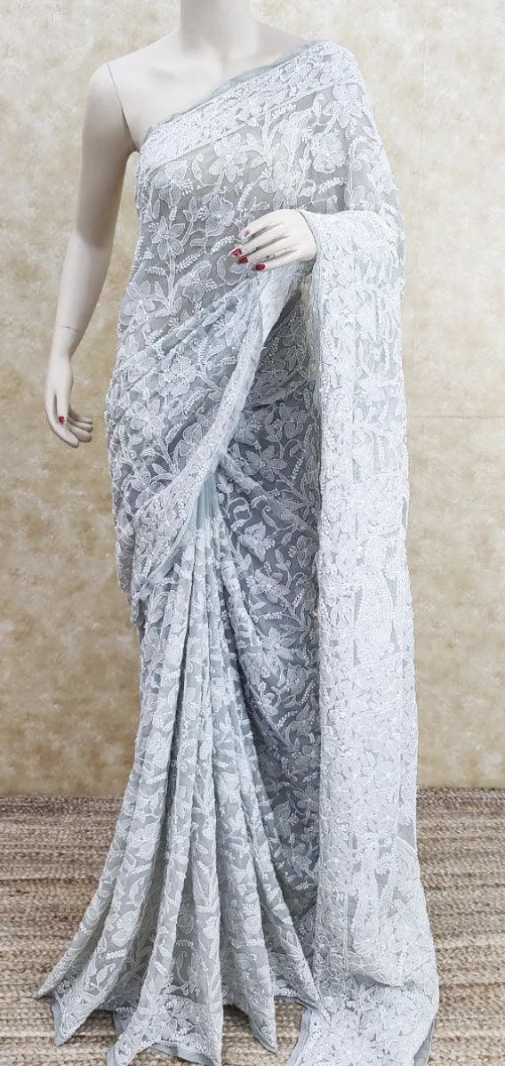 Grey Kamal Full Jaal Saree
