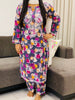 Diana Mulmul Chikankari Floral Women's Long Kurta Palazzo Set - Charcoal