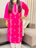 Ahana Cotton Chikankari Women's Solid Long Kurta - Magenta