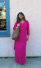 Palak Premium Chikankari Hand Embroidered Kurta Palazzo Set - Rani Pink