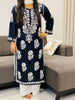 Kaira Modal Chikankari Hand Embroidered Women's Long Kurta - Black