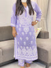 Opium Premium Modal 3D Chikankari Women's Solid Long Kurta Palazzo Set - Lavender