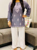 Parnika Rayon Chikankari Solid Women's Short Kurta - Charcoal