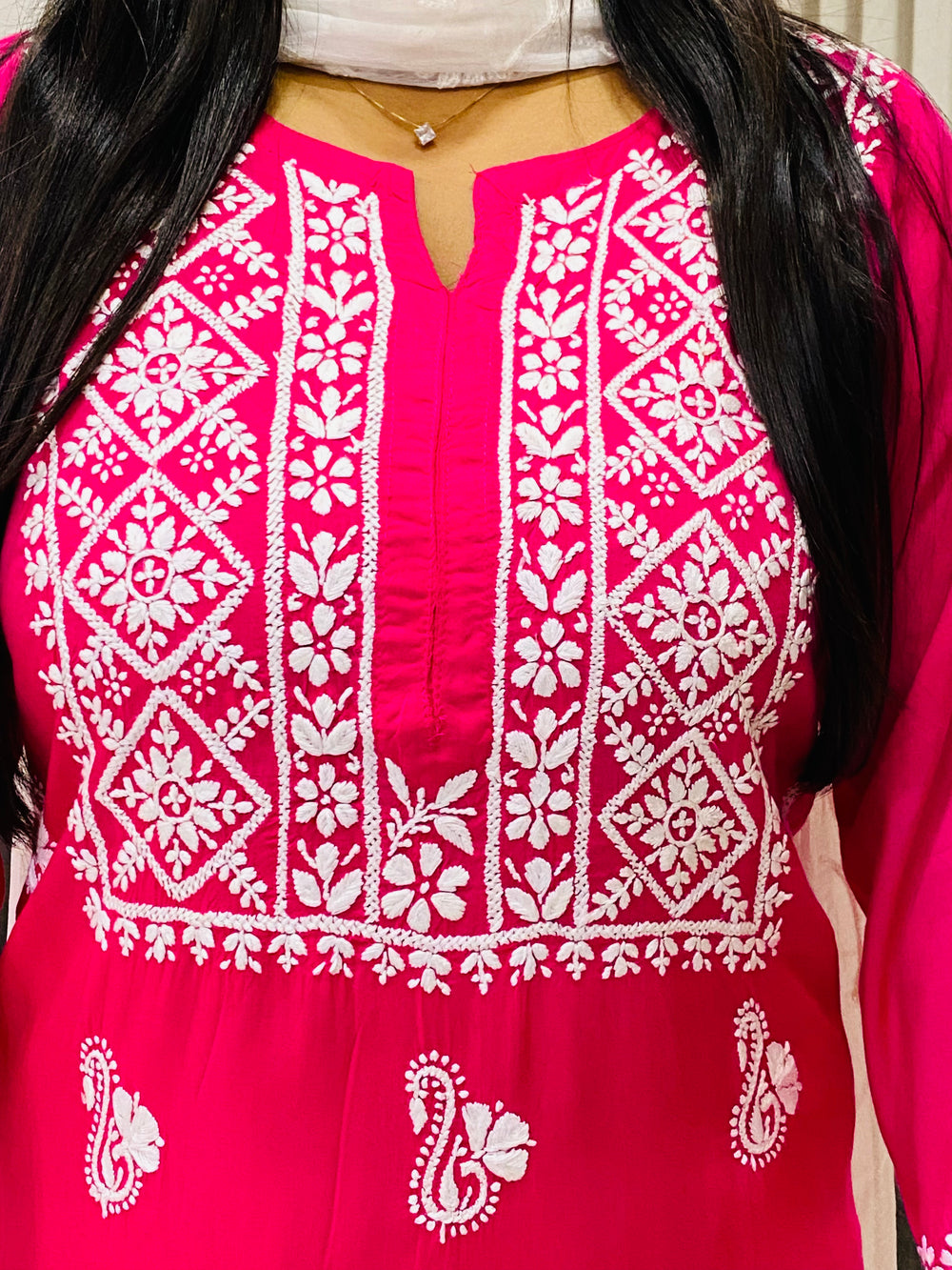 Magenta Nora Premium Modal Chikankari Solid Women's Kurta