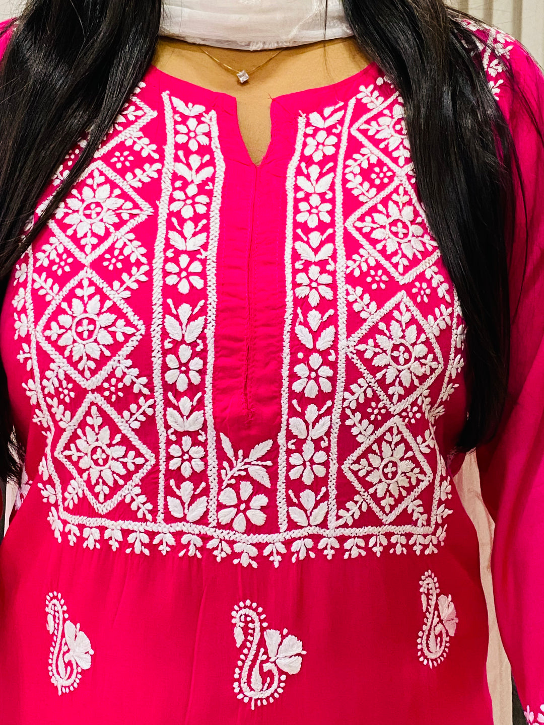 Magenta Nora Premium Modal Chikankari Solid Women's Kurta