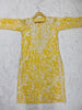 Inayat Cotton Chikankari Hand Embroidered Women's Long Kurta - Yellow & White