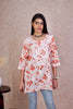 Kannika Hand-Embroidered Chikankari Mulmul Short Kurta for Women - Orange