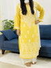 Daman Jaal Premium Modal Cotton Chiknakari Women's Solid Long Kurta - Yellow