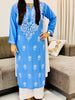 Evana Rayon Chikankari Handwork Women's Solid Long Straight Kurta - Powder Blue