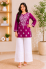 Ekra Cotton Chikankari Solid Women's Short Kurta - Wine