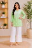 Ekra Cotton Chikankari Solid Women's Short Kurta - Pista