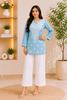 Ekra Cotton Chikankari Solid Women's Short Kurta - English Blue