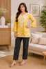 Bell Fancy Sleeve Chikankari Hand Embroidered Women's Floral Short Kurta - Yellow