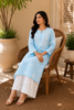 Nora Premium Modal Chikankari Solid Women's Kurta - Sky