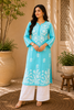 Naaz Premium Modal Chikankari Women's Solid Long Kurta - Aqua