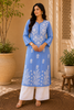 Naaz Premium Modal Chikankari Women's Solid Long Kurta - Powder Blue