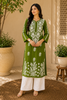 Naaz Premium Modal Chikankari Women's Solid Long Kurta - mahendi