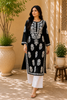 Kaira Modal Chikankari Hand Embroidered Women's Long Kurta - Black