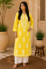 Kaira Modal Chikankari Hand Embroidered Women's Long Kurta - Yellow