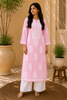 Kaira Modal Chikankari Hand Embroidered Women's Long Kurta - Baby Pink