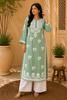 Bahar Premium Modal Chikankari Women's Long Solid Kurta - Army Green