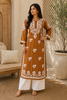 Bahar Premium Modal Chikankari Women's Long Solid Kurta - Brown