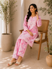 Vaani Mulmul 3D Chikankari Hand Embroidered Floral Women's co-ord set - Pink