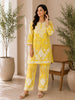 Vaani Mulmul 3D Chikankari Hand Embroidered Floral Women's co-ord set - Yellow