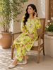 Diana Mulmul 3D Chikankari Floral Women's Long Kurta Palazzo Set - Green