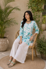 Kannika Hand-Embroidered Chikankari Mulmul Short Kurta for Women - Rama