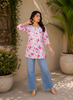 Kannika Hand-Embroidered Chikankari Mulmul Short Kurta for Women - Pink