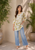 Kannika Hand-Embroidered Chikankari Mulmul Short Kurta for Women - Green