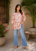 Kannika Hand-Embroidered Chikankari Mulmul Short Kurta for Women - Orange