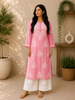 Rida Premium Chanderi Chikankari Women's Solid Long Kurta - Pink