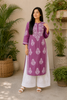 Rida Premium Chanderi Chikankari Women's Solid Long Kurta - Mauve