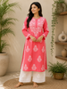 Rida Premium Chanderi Chikankari Women's Solid Long Kurta - Dark Peach