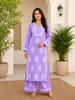 Bellate Premium Modal 3D Chikankari Solid Women's Kurta Palazzo Set - Lavender