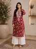 Inayat Cotton Chikankari Hand Embroidered Women's Long Kurta - Maroon