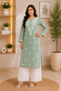 Inayat Cotton Chikankari Hand Embroidered Women's Long Kurta - Saunf Green
