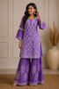 Navya 3D Chikankari Hand Embroidered Womens Gharara Set - Purple