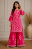 Navya 3D Chikankari Hand Embroidered Womens Gharara Set - Magenta