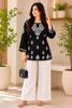 Parnika Rayon Chikankari Solid Women's Short Kurta - Black