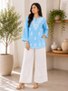 Parnika Rayon Chikankari Solid Women's Short Kurta - Sky