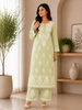 Sangriya Rayon 3D Chikankari Handwork women kurta palazzo set - English Green