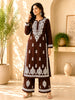 Sangriya Rayon 3D Chikankari Handwork women kurta palazzo set - Brown