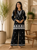 Trisha Rayon Chikankari Handwork Women's Co-ord Set - Black