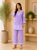Trisha Rayon Chikankari Handwork Women's Co-ord Set - Lavender