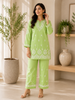Trisha Rayon Chikankari Handwork Women's Co-ord Set - Pista